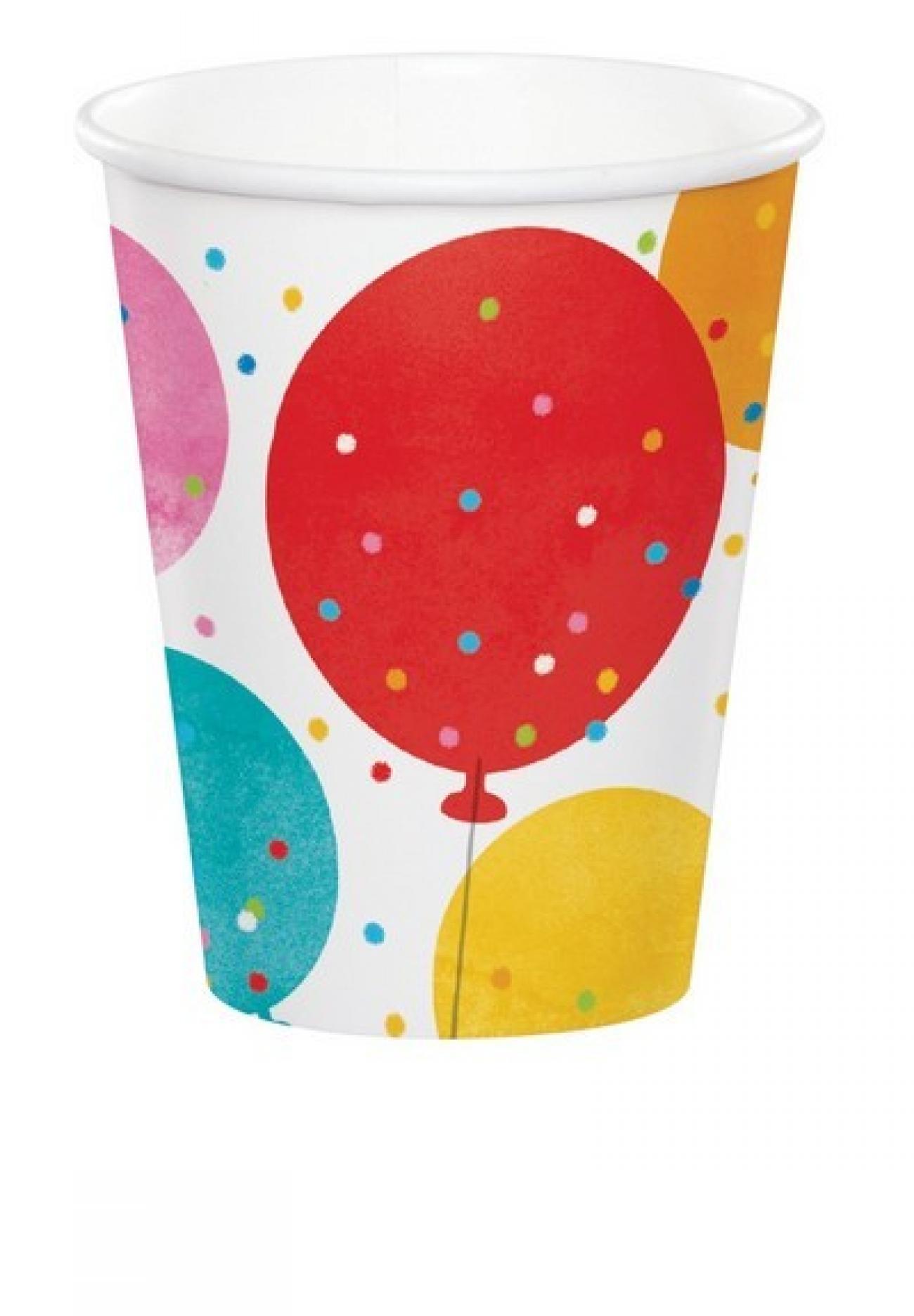 Bicchiere carta 250 ml Confetti Balloons  8 pz