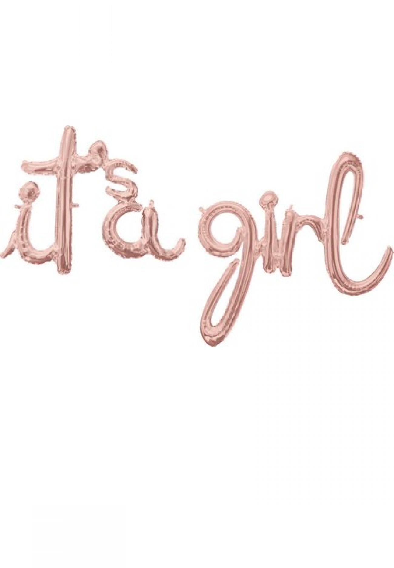 Pallone foil Script It's a Girl Rose Gold - SI GONFIA AD ARIA