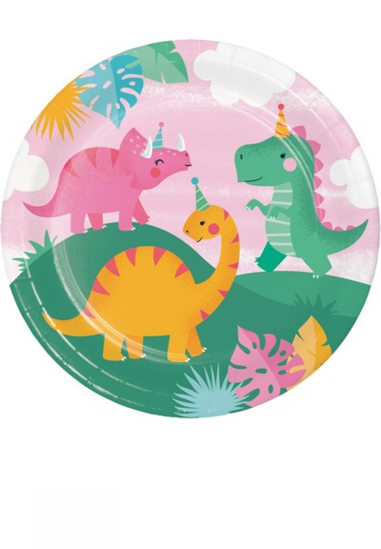 Piatto carta 23 cm Girl Dino  Party 8pz