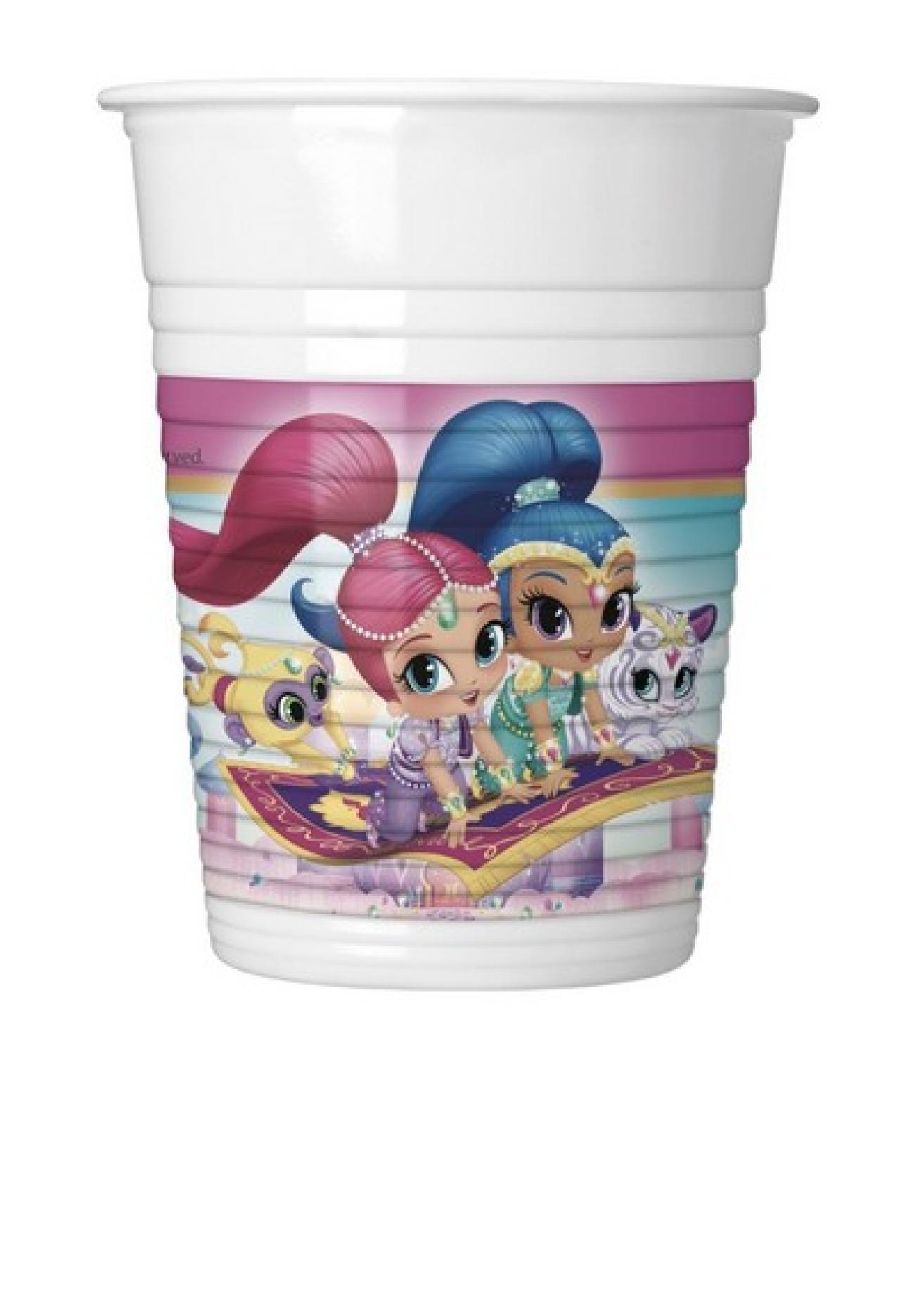 Bicchiere plastica 200 ml Shimmer & Shine Glitter Friends - 8 pezzi