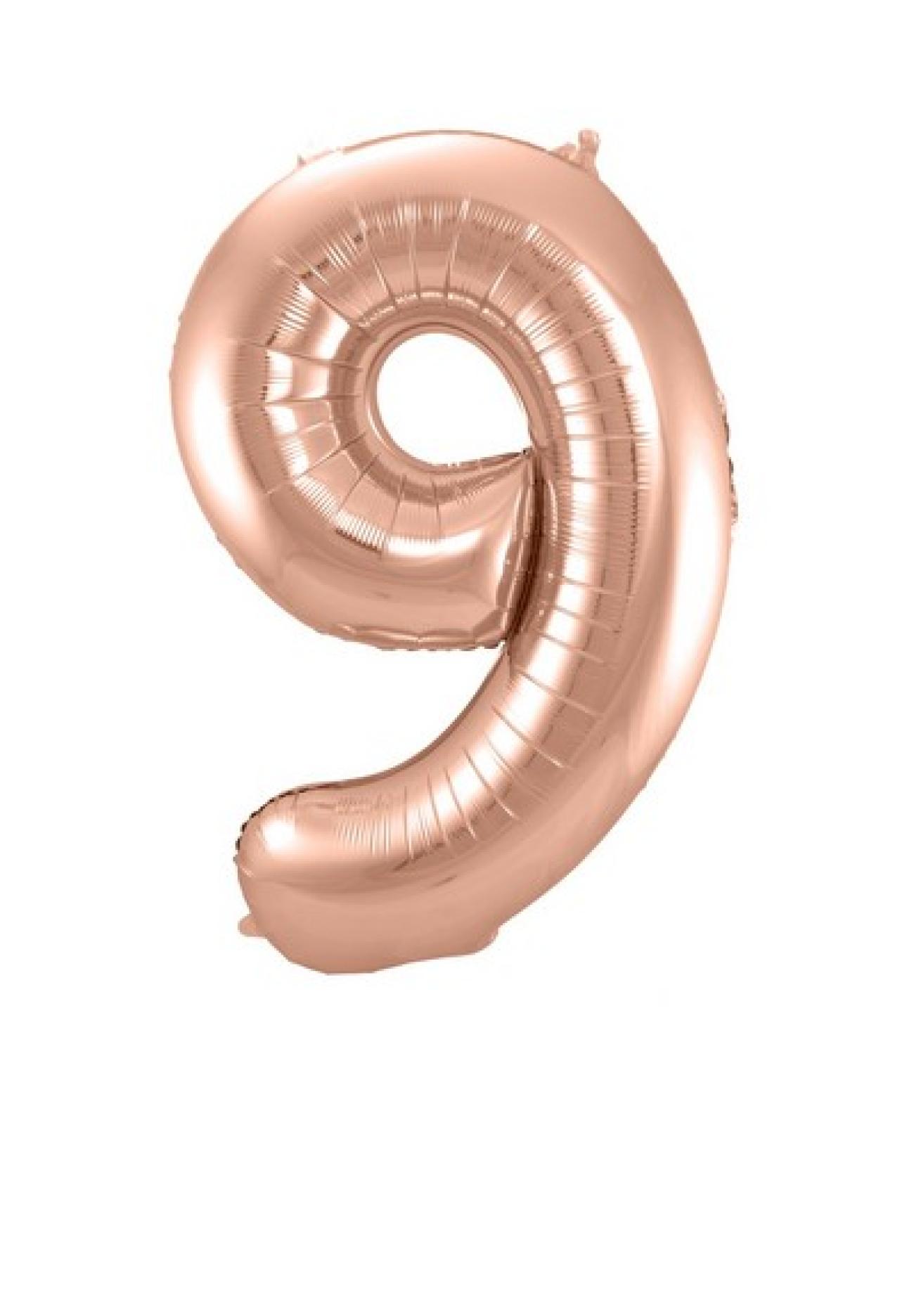 Pallone foil 34" - 86 cm Numero 9 Rose Gold