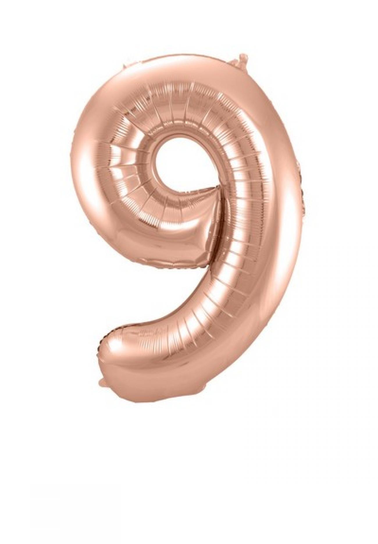 Pallone foil 34" - 86 cm Numero 9 Rose Gold