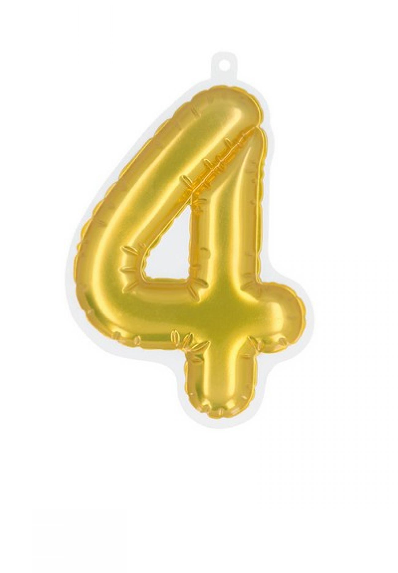 Numero adesivo oro H. 20 cm per palloni foil N. 4